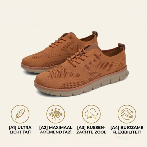 JanDiva CloudWalk Lichtgewicht Sneakers Heren – Dagelijkse Comfort Schoen – Zwart / Wit / Oranje
