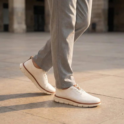JanDiva CloudWalk Lichtgewicht Sneakers Heren – Dagelijkse Comfort Schoen – Zwart / Wit / Oranje