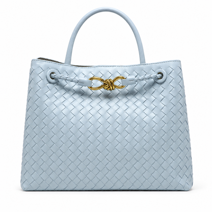 JanDiva ViviaLux Handgeweven Dames Handtas – Premium Kwaliteit – Blauw / Grijs