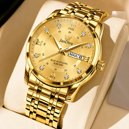 JanDiva AuraChronos Herenhorloge – Zilver met Blauwe Wijzerplaat – Analoog Quartz