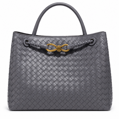 JanDiva ViviaLux Handgeweven Dames Handtas – Premium Kwaliteit – Blauw / Grijs