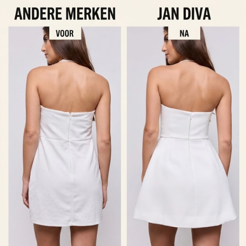 JanDiva Novaluxe A-Lijn Halterjurk Dames – Gestructureerde Mini-Jurk – Wit / Zwart