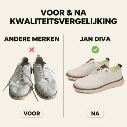 JanDiva CloudWalk Lichtgewicht Sneakers Heren – Dagelijkse Comfort Schoen – Zwart / Wit / Oranje