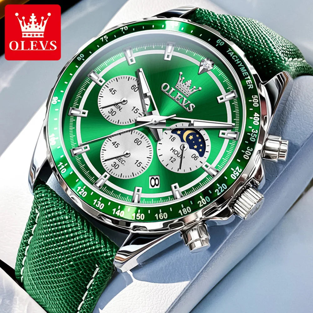 JanDiva OLEVS Herenhorloge – Roestvrij Staal – Blauw / Zwart / Groen / Wit