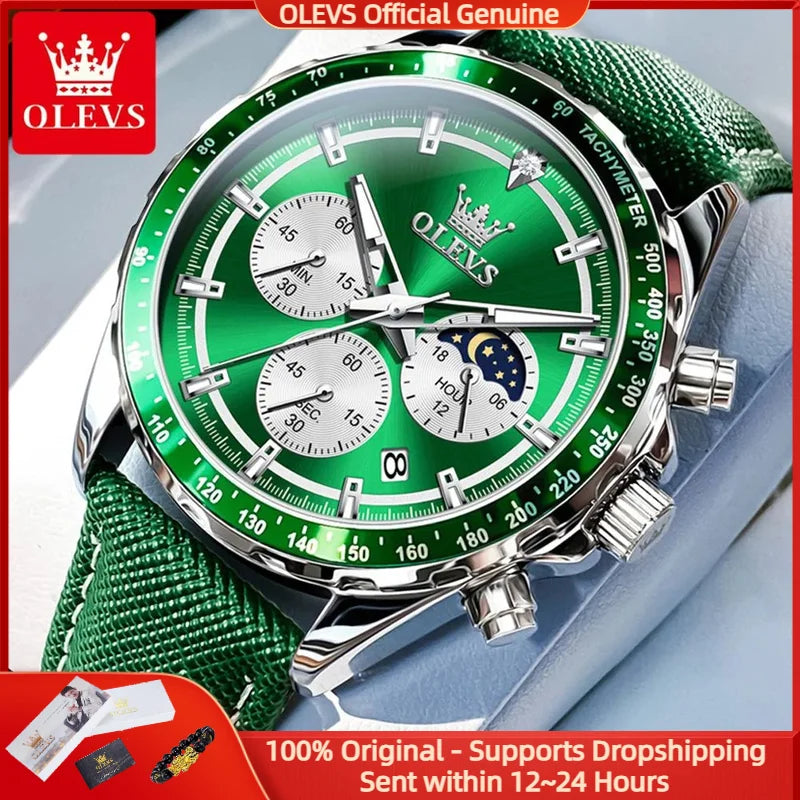 JanDiva OLEVS Herenhorloge – Roestvrij Staal – Blauw / Zwart / Groen / Wit