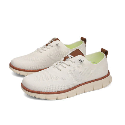 JanDiva CloudWalk Lichtgewicht Sneakers Heren – Dagelijkse Comfort Schoen – Zwart / Wit / Oranje