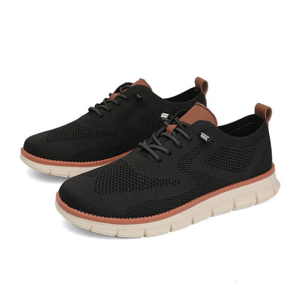 JanDiva CloudWalk Lichtgewicht Sneakers Heren – Dagelijkse Comfort Schoen – Zwart / Wit / Oranje